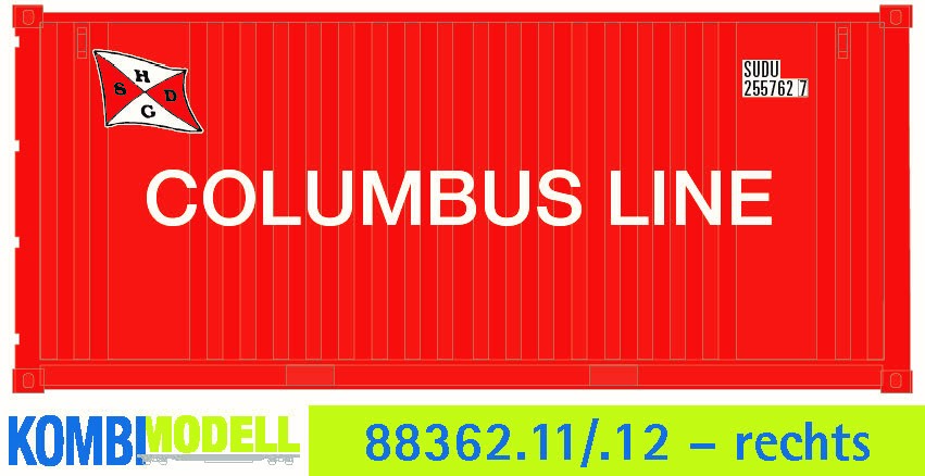 Container20´FlatPanel HAMBURG -SÜD / COLUMBUS LINE, Behälternummer: SUDU 254815, alte Bauart gerippt mit flachem Panel