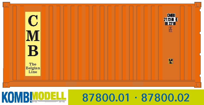 Container 20´Flat Panel CMB "The Belgian Line", Behälternummer: CMBU 211945 - alte Bauart gerippt mit flachem Panel