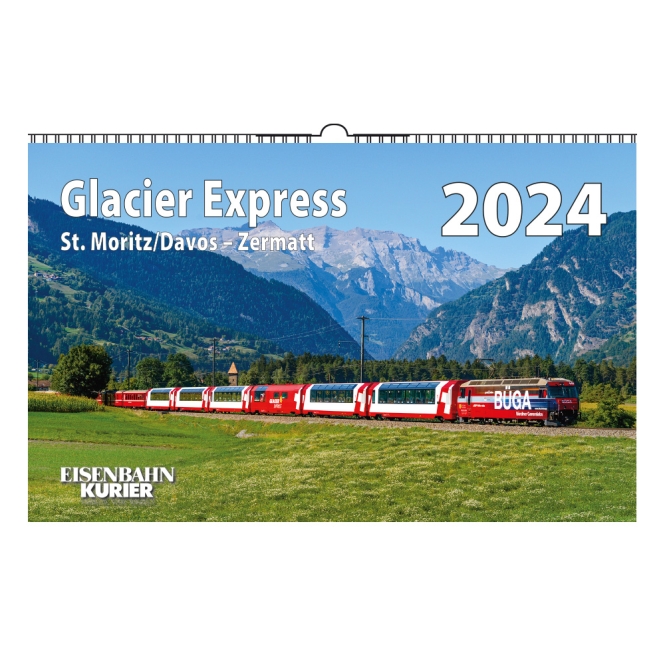 Kalender Glacier Express 2024 13 farbige Kalenderblätter auf Kunstdruckpapier mit Spiralbindung
