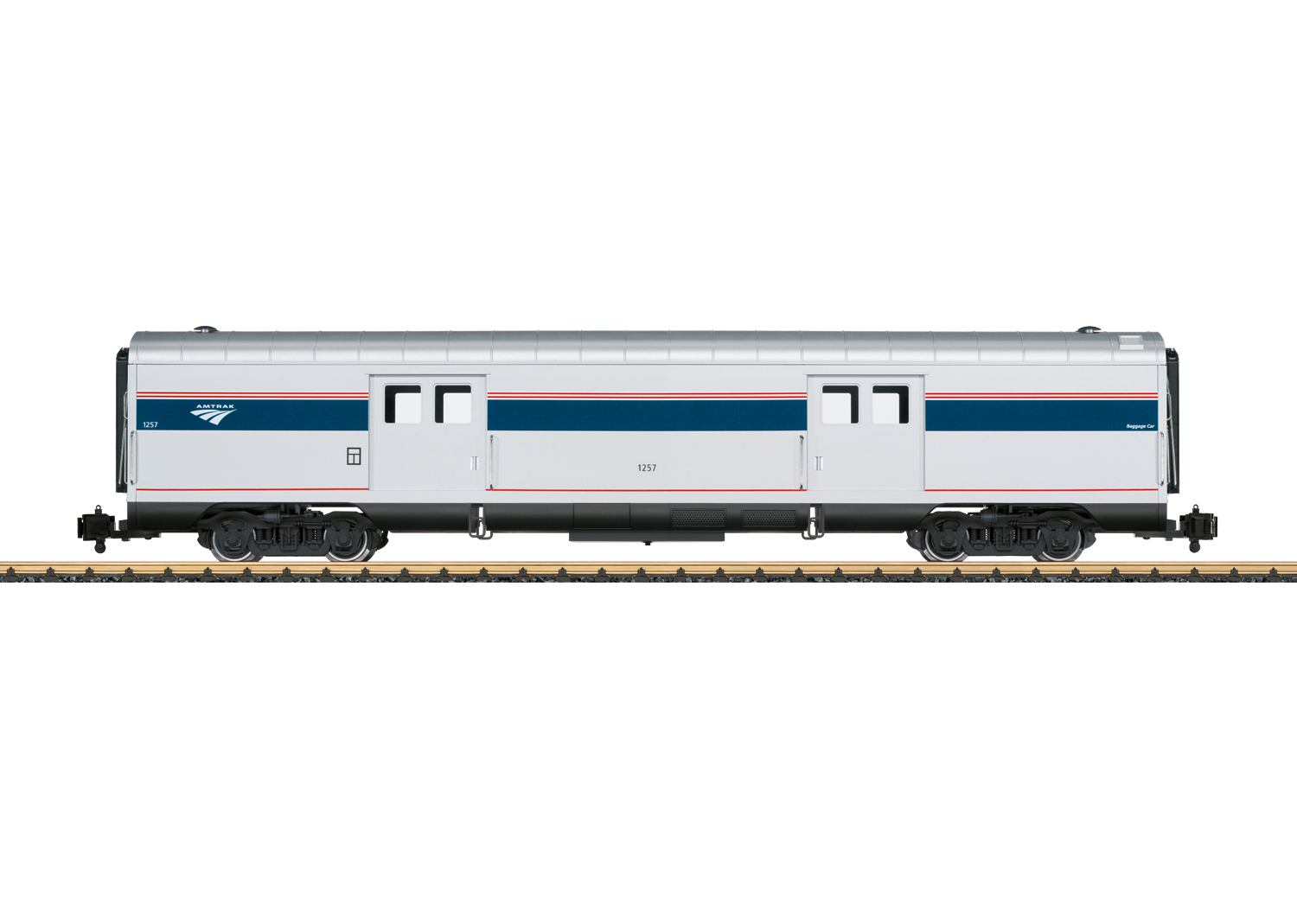 Amtrak Gepäckwagen Phase VI Epoche 6, Metallradsätze und Innenbeleuchtung mit LED