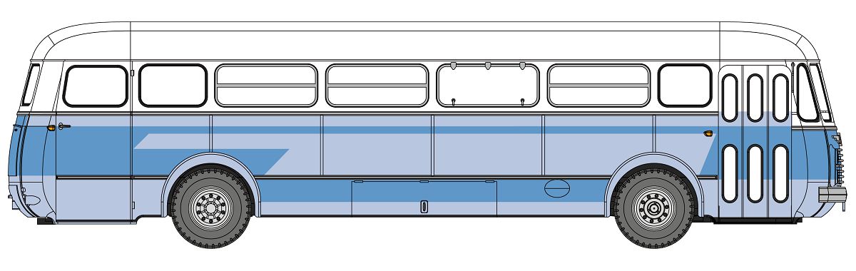 Autobus Renault blau/weiß Typ R4190, "TRANSPORT D´ENFANTS"