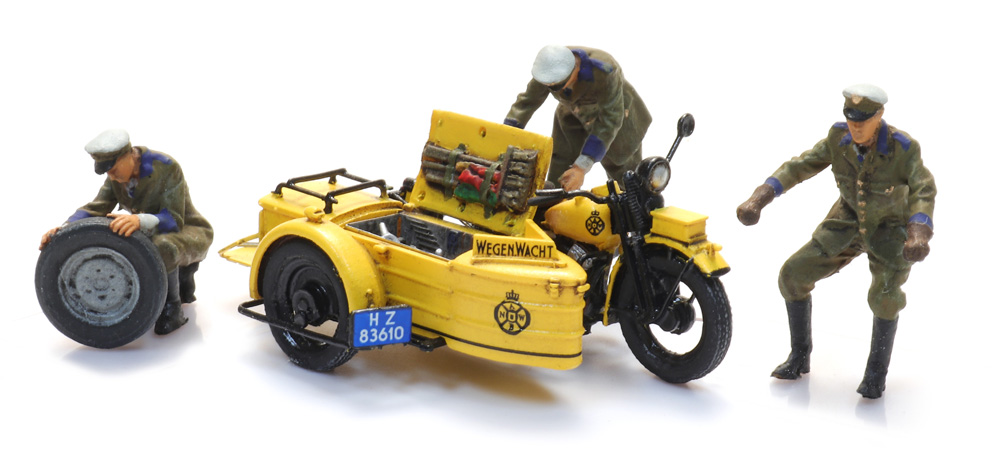 ANWB Pannenhilfe Motorrad mit Beiwagen (Bausatz), H0
