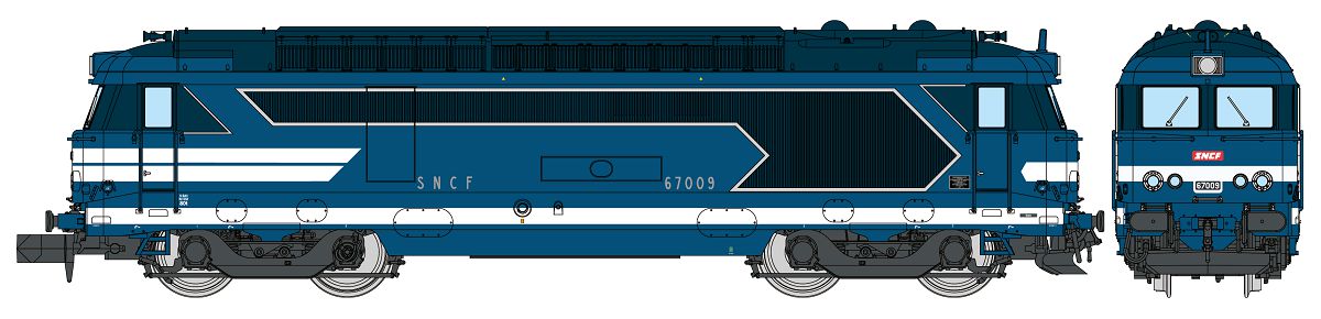 SNCF BB67000 blau/weiß Ep4 Betr-Nr: 67009, Depot de "NEVERS", blau/weiß