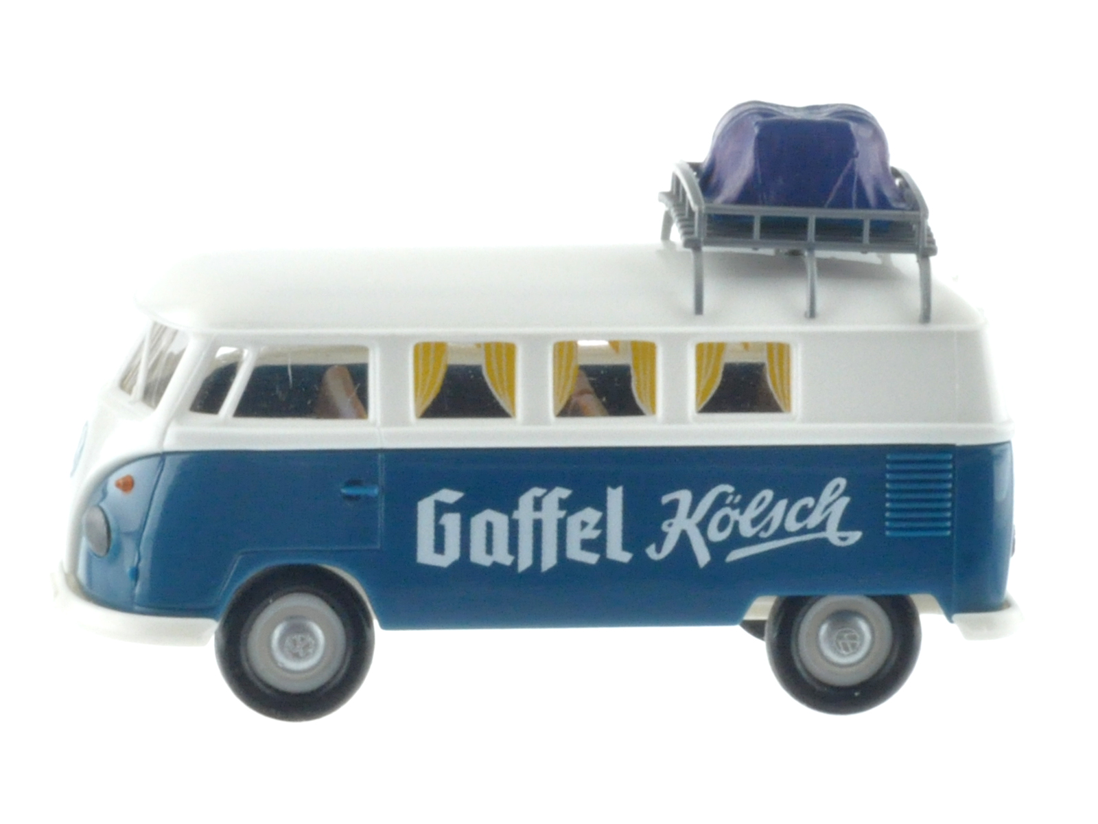 VW T1b "Gaffel Kölsch" incl. Dachgepäckträger mit verdeckten Bierfässchen Sondermodell Hünerbein
