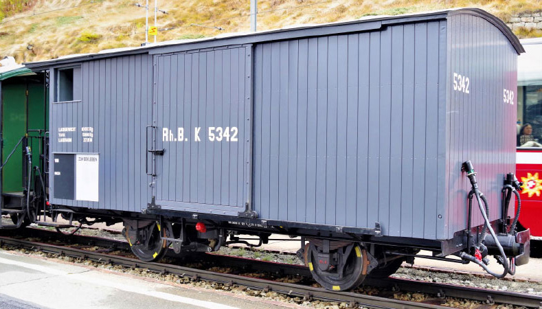 RhB K 5342 gedeckt GüterWagen grau, (WN 9856), Museumswagen im Zustand ab 2022