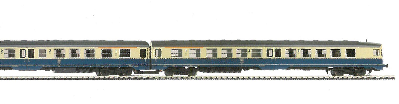 DB 634 607/614 Ep.4 AC digita Umbau-Version mit Luftfeder-Drehgestellen +Nei-Tech, blau/beige