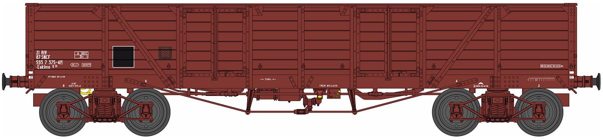 SNCF offener Güterwag TP Ep4 TP TOMBEREAU, ex USA, 4-achsig, braun, RIV, Betr.-Nr.: n.n.