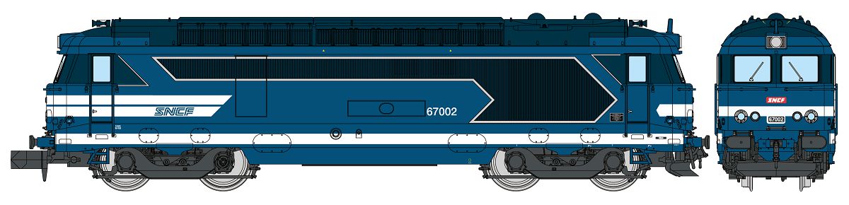 SNCF BB67000 blau/weiß Ep4-5 Betr-Nr: 67002, Depot de "AVIGNON", blau/weiß, mit Nudellogo