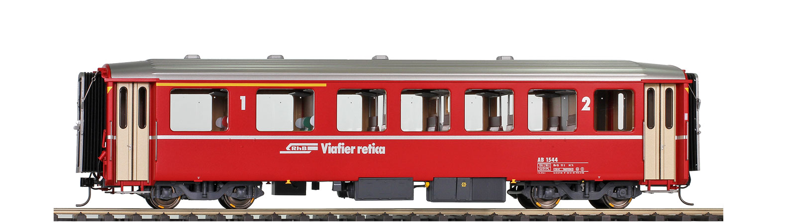 0m RhB AB 1544 EWI rot Logo 1./2. Klasse Personenwagen verkürzt für Bernina-Bahn