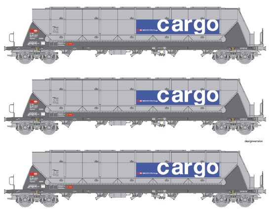 SBB Cargo 3x Tagnpps Ep6 silber, 2.Serie mit 2 gelben Seilankern, CH-SBBC, mit Rotem Logo "CACAO" für den "Chocolate Train" (Niederlande - Belgien - Schweiz)