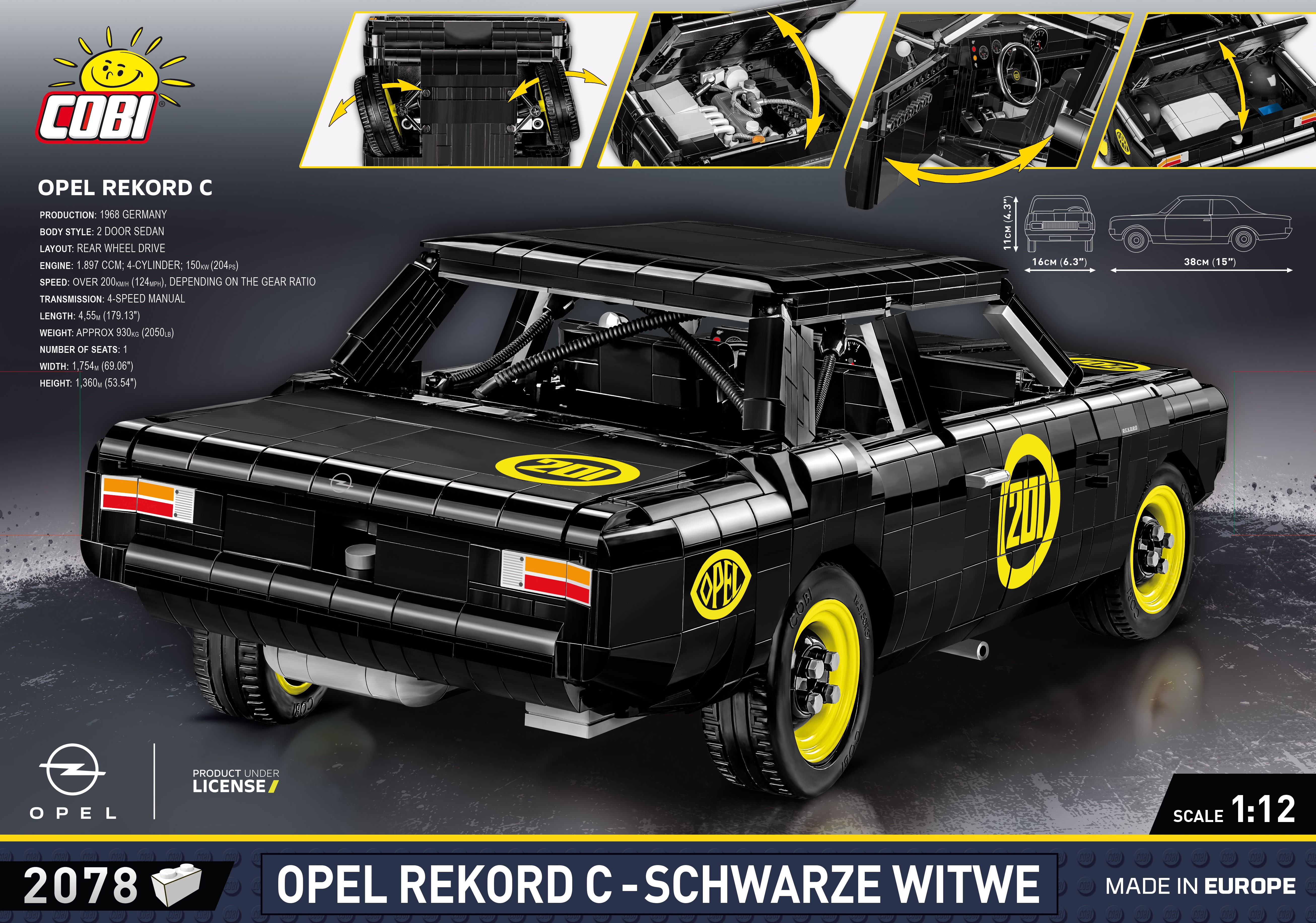 1:12 Opel Record C "Schwarze Witwe" 2.078 Bausteine