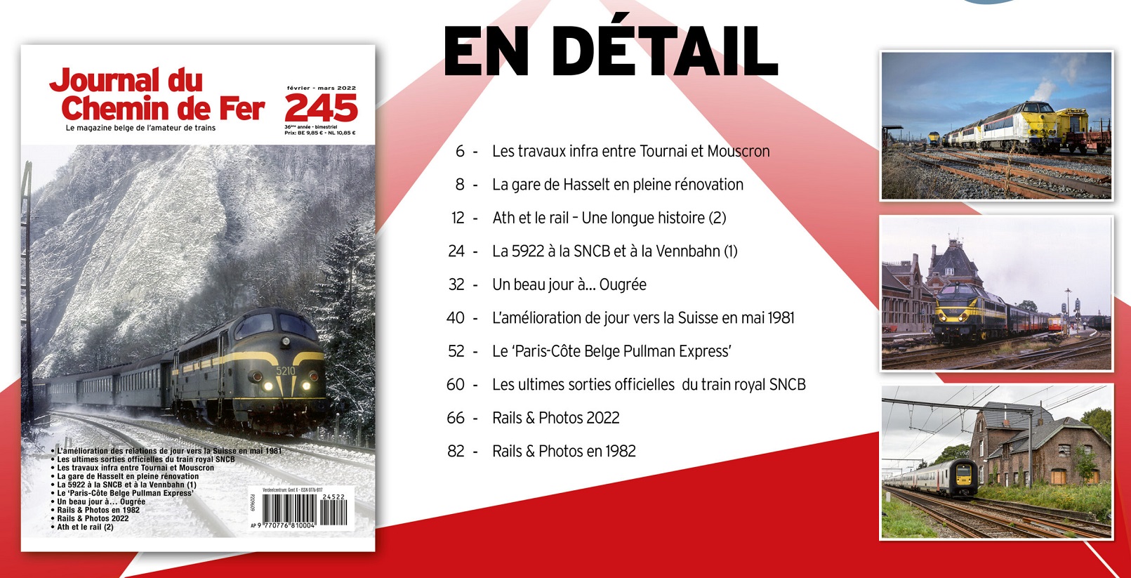 Journal du Chemin de Fer 245 Le magazine belge de l´amateur de trains - französische Ausgabe