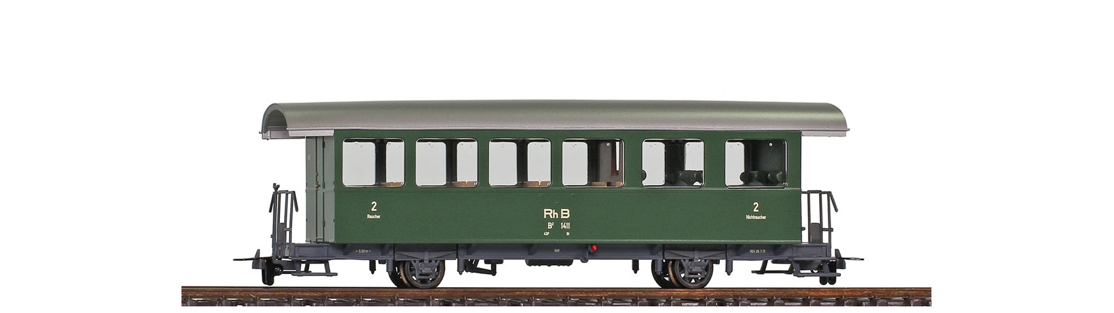 RhB B2 1416 BerninaBahn grün Zweiachser 2.Klasse Personenwagen
