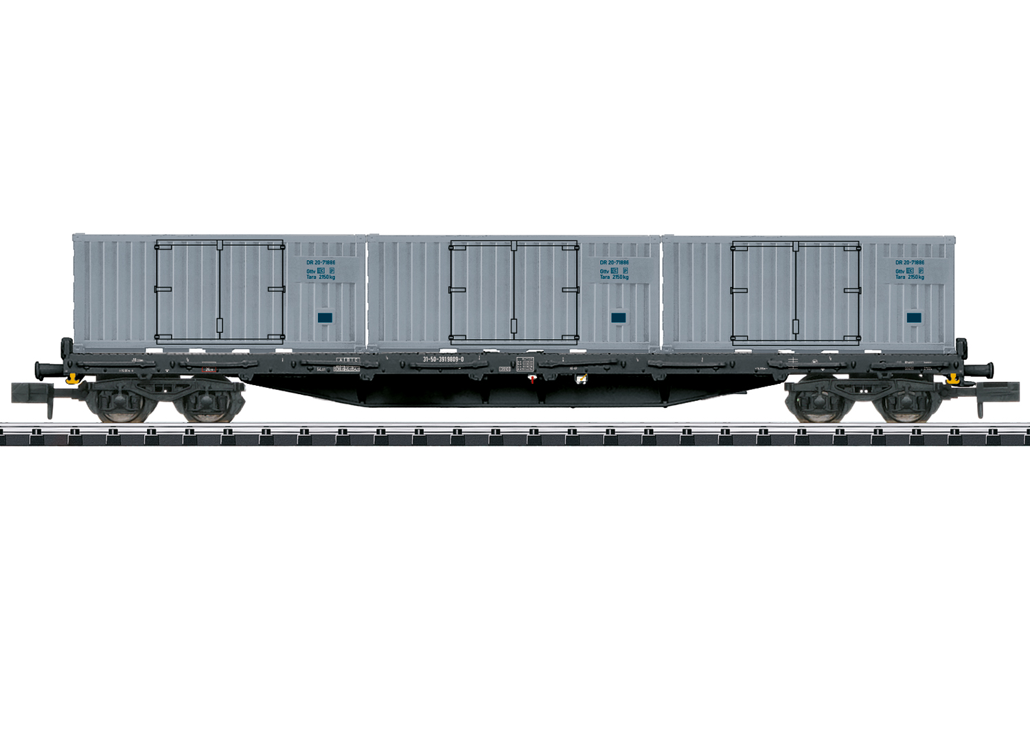 DR Containertragwagen Ep.IV mit 3 20´ Containern beladen