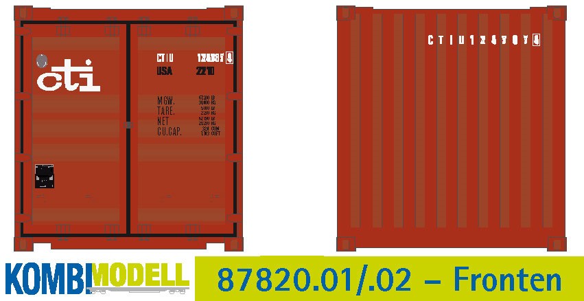 Container 20´Flat Panel CTI Behälternummer: CTIU 129987, alte Bauart gerippt mit flachem Panel