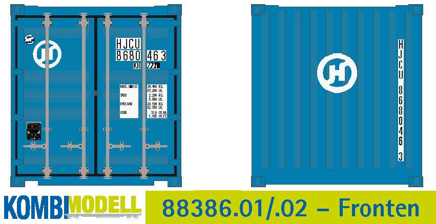 Container 20´FlatPanel HANJIN Behälternummer: HCJU 862167, alte Bauart gerippt mit flachem Panel