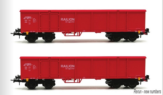 DB RAILION 2x Hochbordwagen Eaos-x, rot, Ep.5-6, 4-achsig, Set A