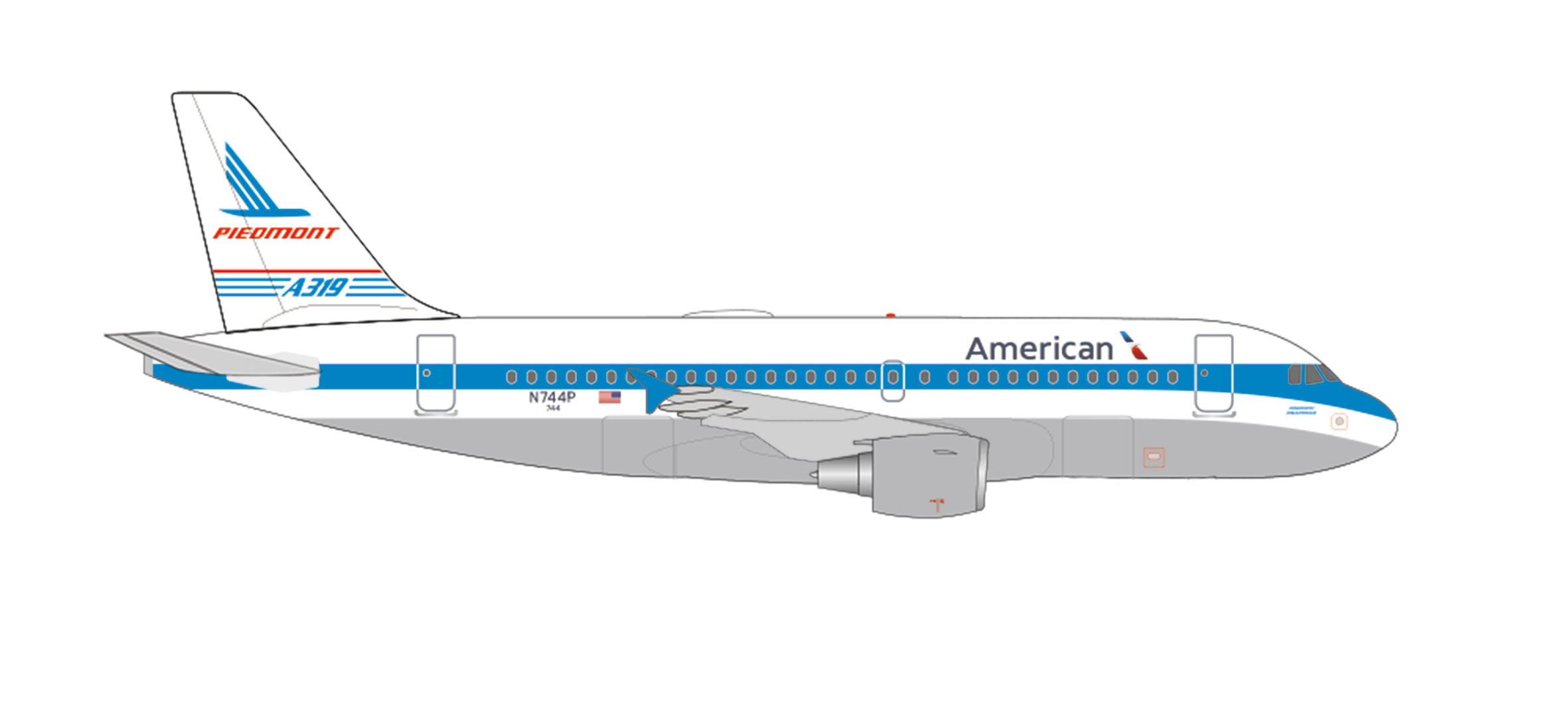 A319 American Airl. Piedmont 