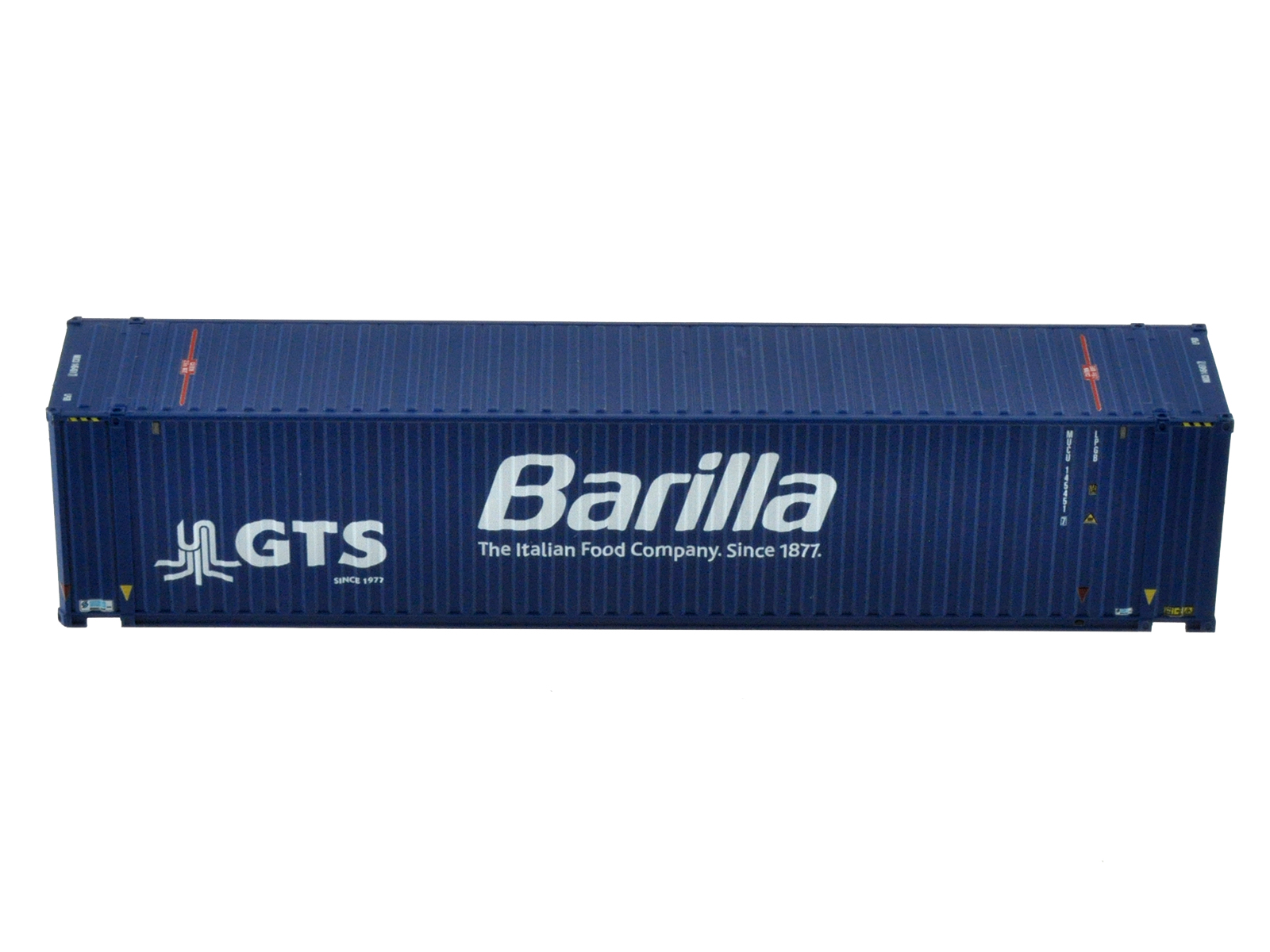 1:87 45´ Container G.T.S.+BAR blau, neues Logo (weiß-weiß) + Barilla (Nudelzug, Fontevivo-Ulm), WB-A /Ct 45´ (Euro), # MUCU 145451