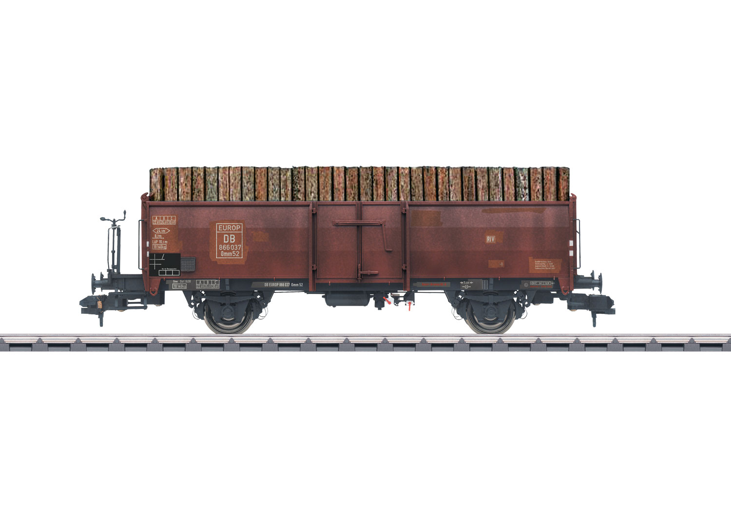DB ged. Güterwagen Omm52 mit Bremserbühne, Ep.III, mit Beladung