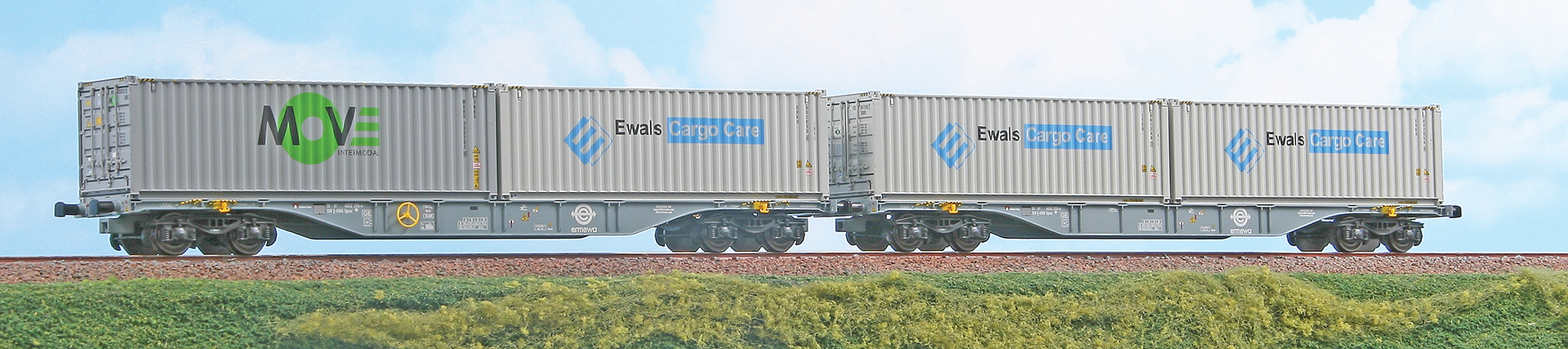 Ermewa Containertragwagenset 2x Gattung Sgnss, Ep.VI, "Move" "Ewals Cargo Care"