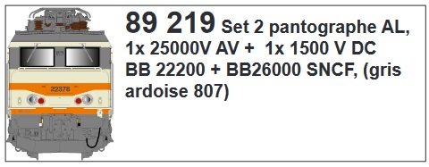 Pantographenset AL für BB22200 + BB26000, grau, 1x25000V + 1x1500V