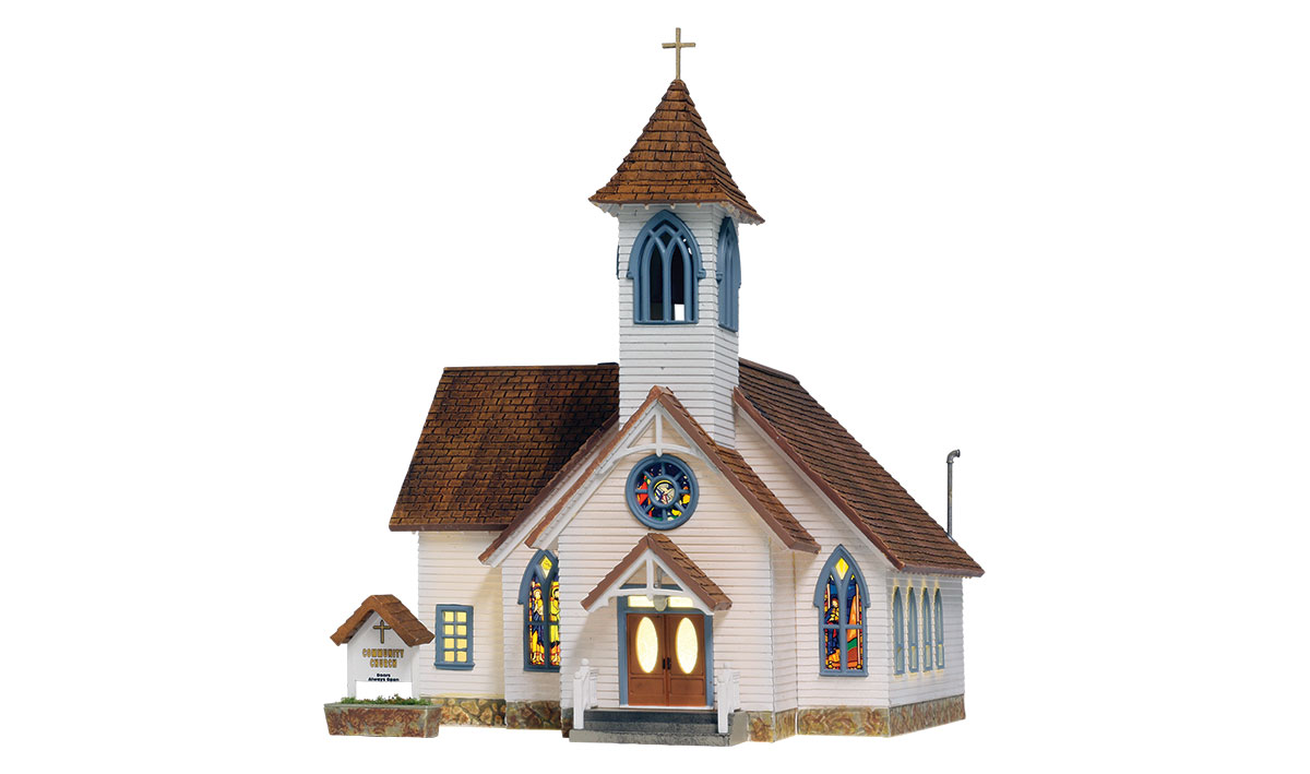 H0 Community Church Fertigmodell mit Beleuchtung